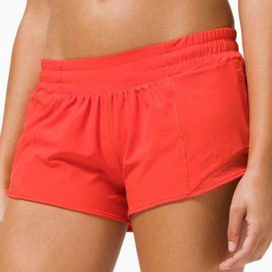 Lululemon Carnation Red Hotty Hot Low-Rise Shorts 2.5" Size 6